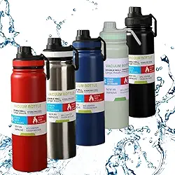 Garrafa de Água Térmica Squeeze Inox Esportiva Academia caminhada Camping 1L Isolada a Vácuo Aço Inox 1000ml (Preta)