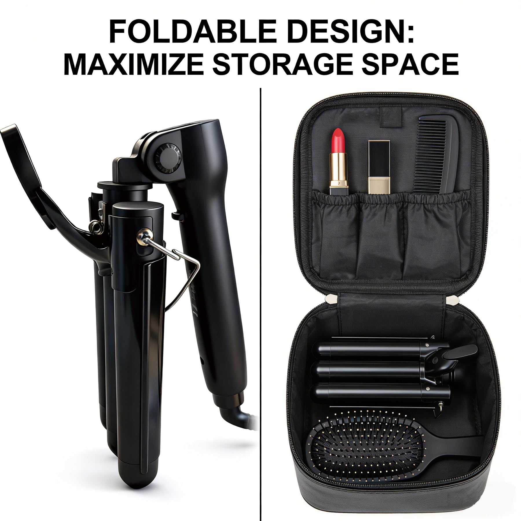 3 Barrel Ceramic Tourmaline Hair Waver with LCD Temperature Display