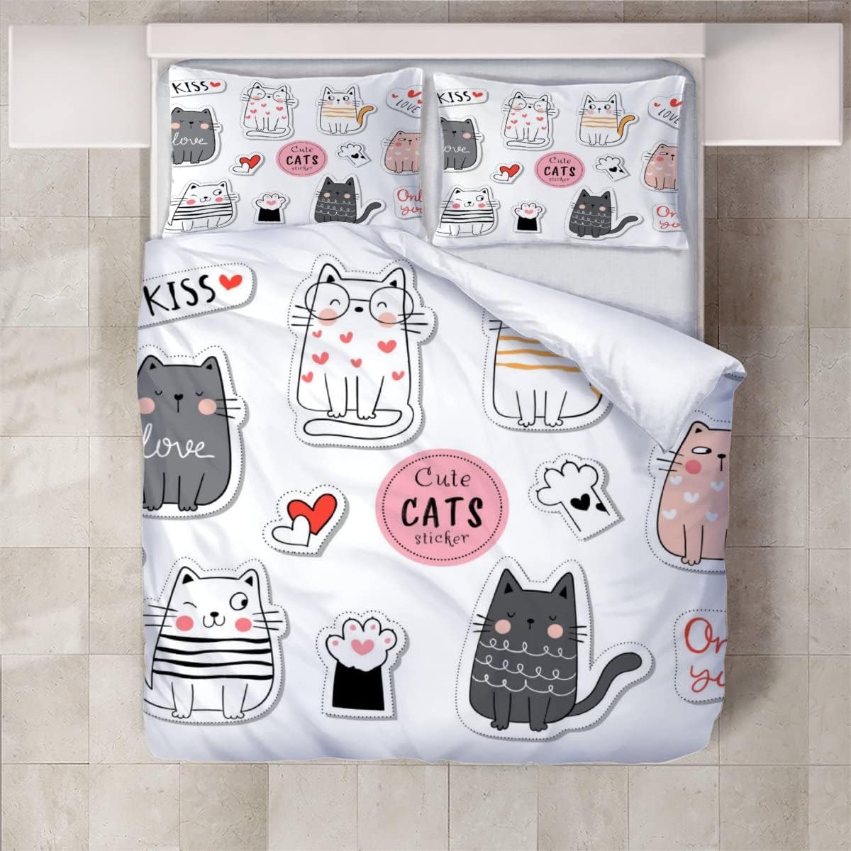 Bedding Duvet Cover 3D Cute Animals Quilt Cover Ultra Soft 3D Pattern Comforter Cover Colorful Home Decoration（78"X78"）