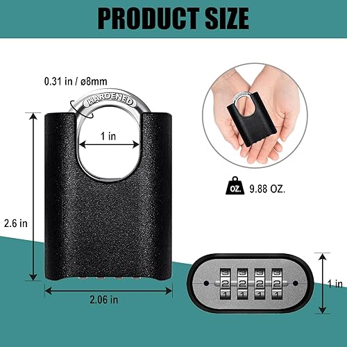 Miniatura 3 de Candado de combinación resistente, resistente al agua y al óxido con código para almacenamiento, almacenes, garaje, exteriores, valla, puerta,