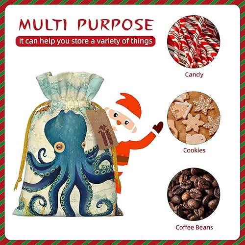 Miniatura 3 de Zelamiee Bolsas de regalo de arpillera con cordón de pulpo, perfectas para Pascua, día de San Valentín, festivales y fiestas, 8.3 x 11.8 pulgadas,