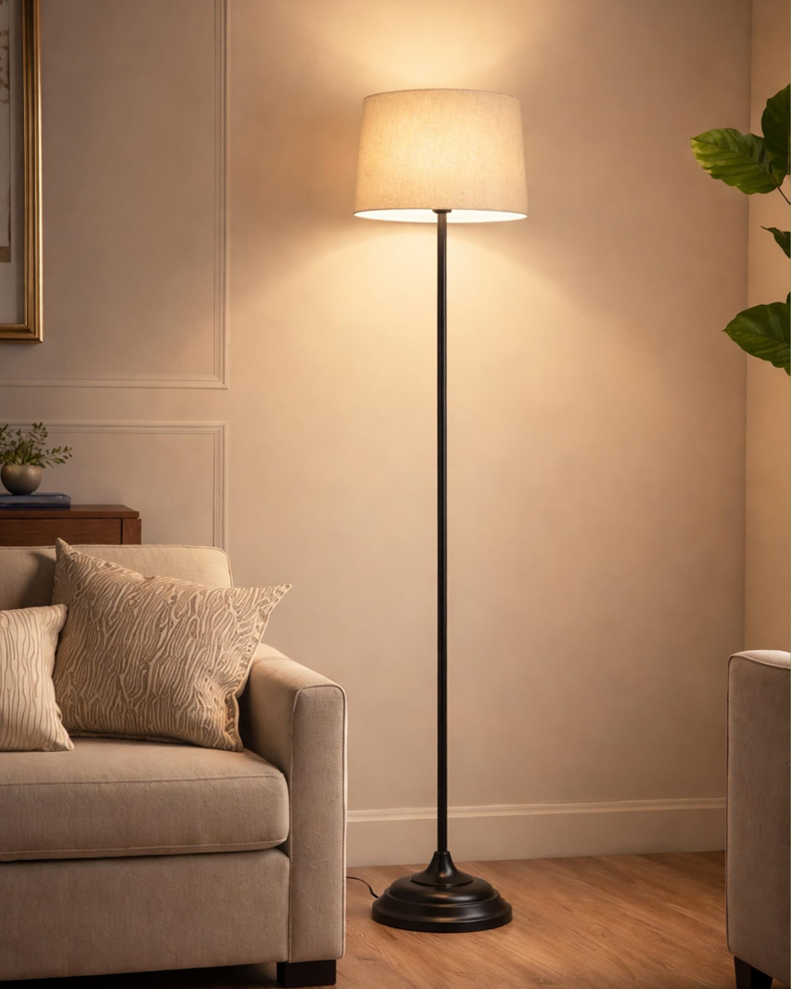 Homesake Floor Lamp, Lamp for Living Room, Lamp for Bedroom, Standing Lamp, Night Lamp for Bedroom, Light Lamp with Shade, Contemporary Metal - (Straight, Jute)-picture-30