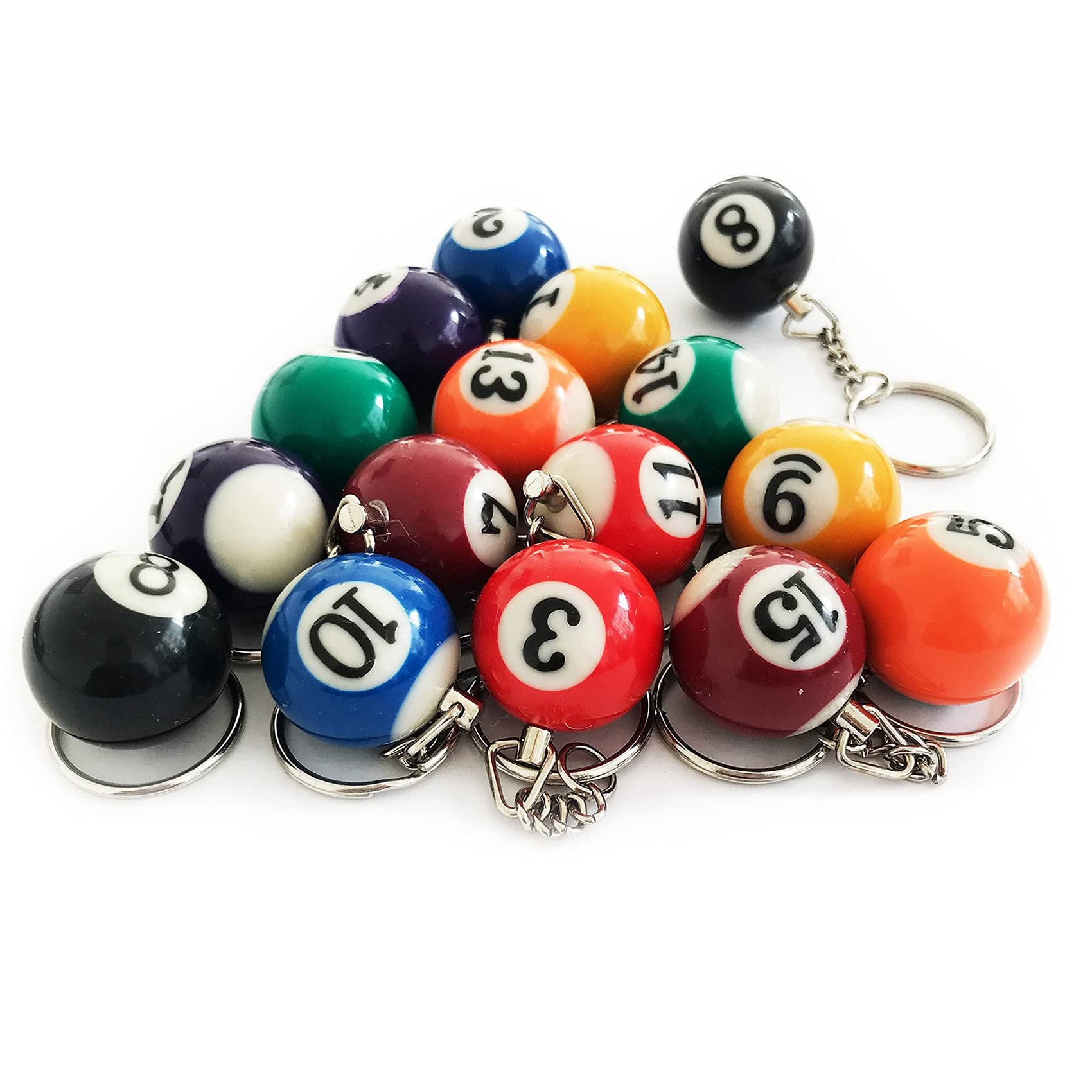 biyan de 64 llaveros coloridos de bola de billar, bolas de , accesorios de de billar de ocho bolas
