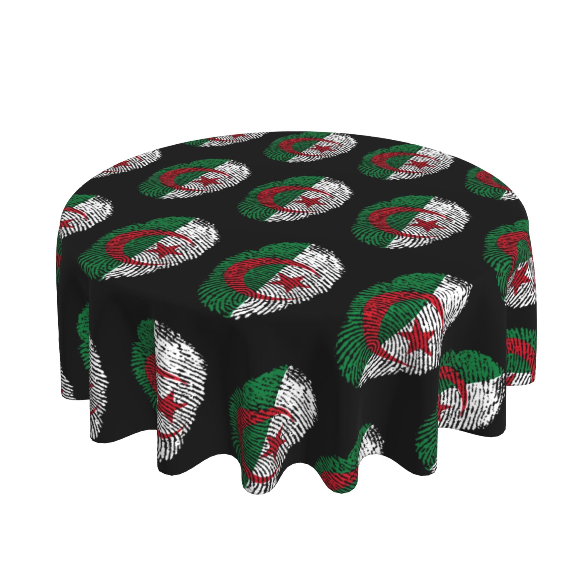 HLBSDM Algeria-DNA Fingerprint 60" Restaurant Circle Decor Tablecloth Festive Table Cover Round Art Desk Cloth