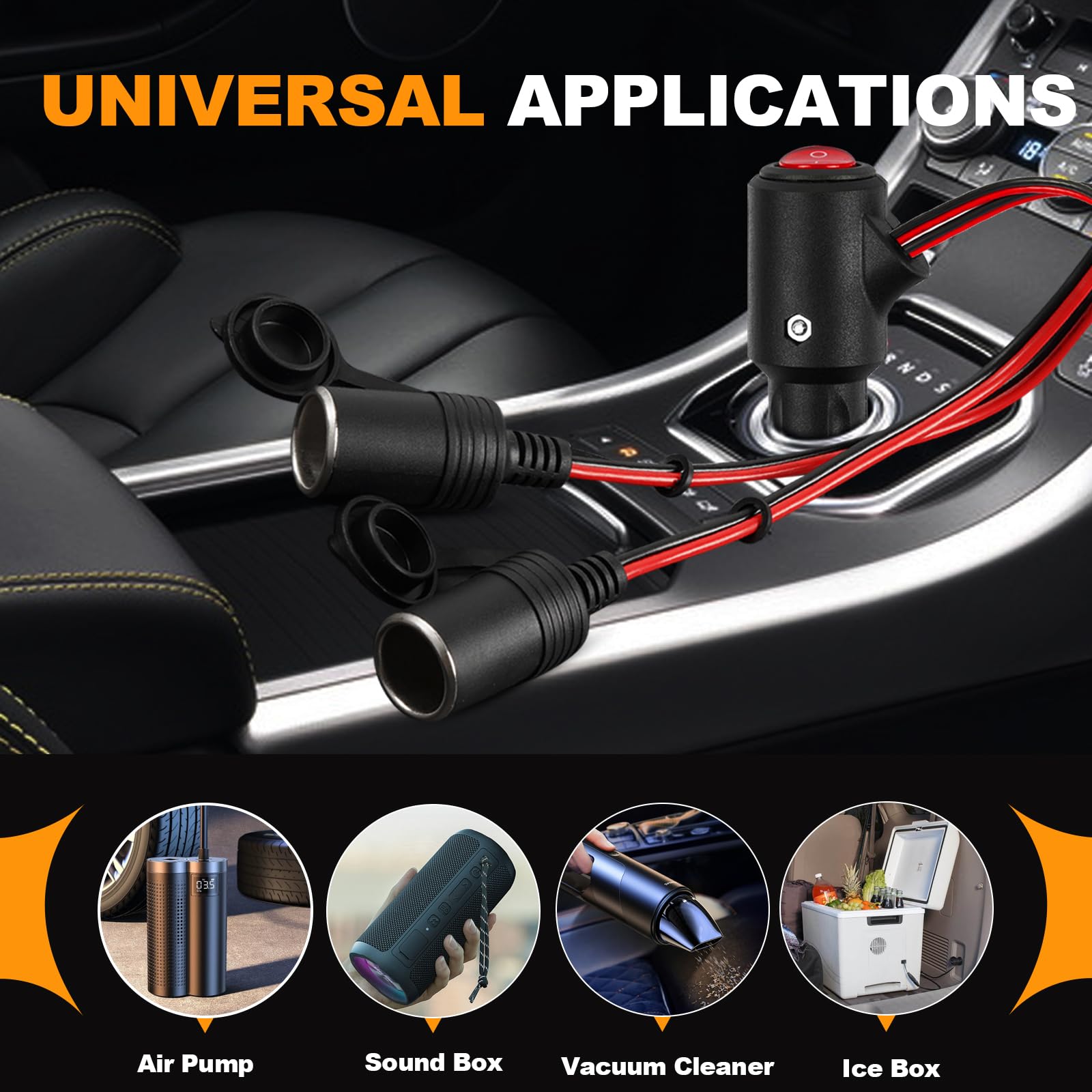 1 a 2 Accendisigari per Auto Splitter Accendisigari per Auto Presa Splitter a 2 Vie 12V/24V Spina per Auto Maschio a 2 Vie Femmina Presa Sigaretta Prolunga Cavo Sigaretta