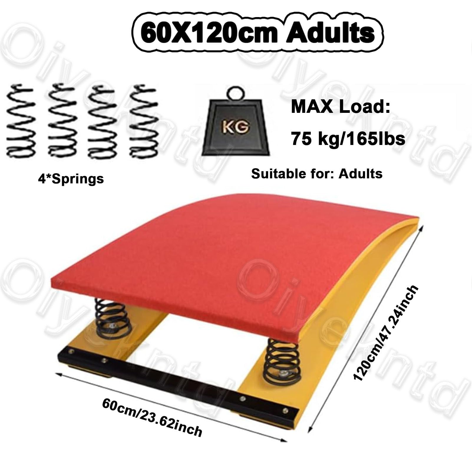 Drewniana trampolina gimnastyczna ze wspomaganiem sprężynowym (4 sprężyny) – sprzęt treningowy do lekkiej atletyki 60x120CM
