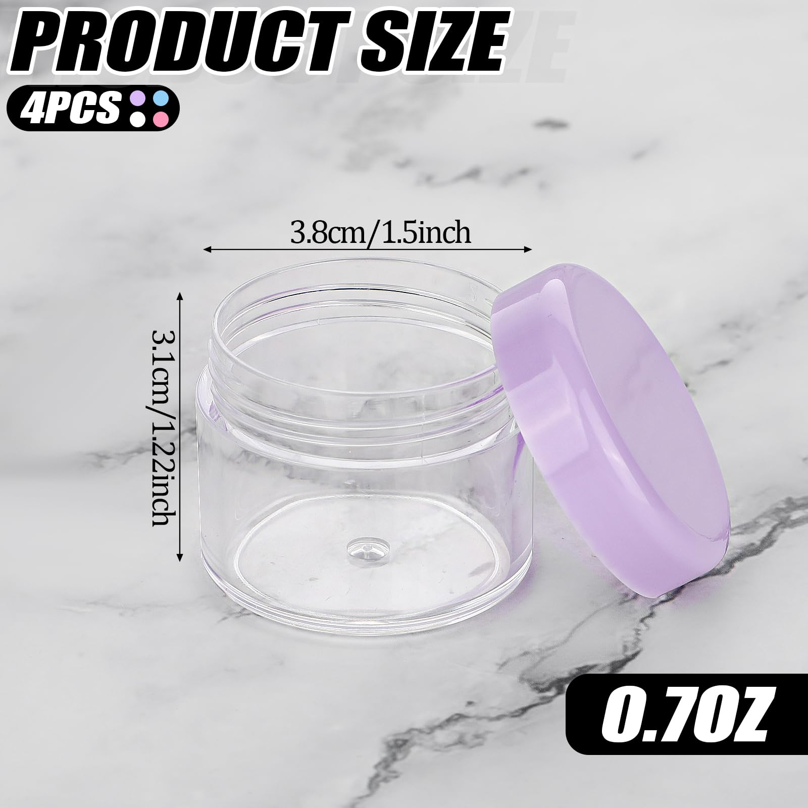 4 Barattolini Da Viaggio Per Creme E Cosmetici - Contenitori Plastica Antiperdita Con Spatolina - Ideali Per Borsetta E Beauty Case - Foto 10