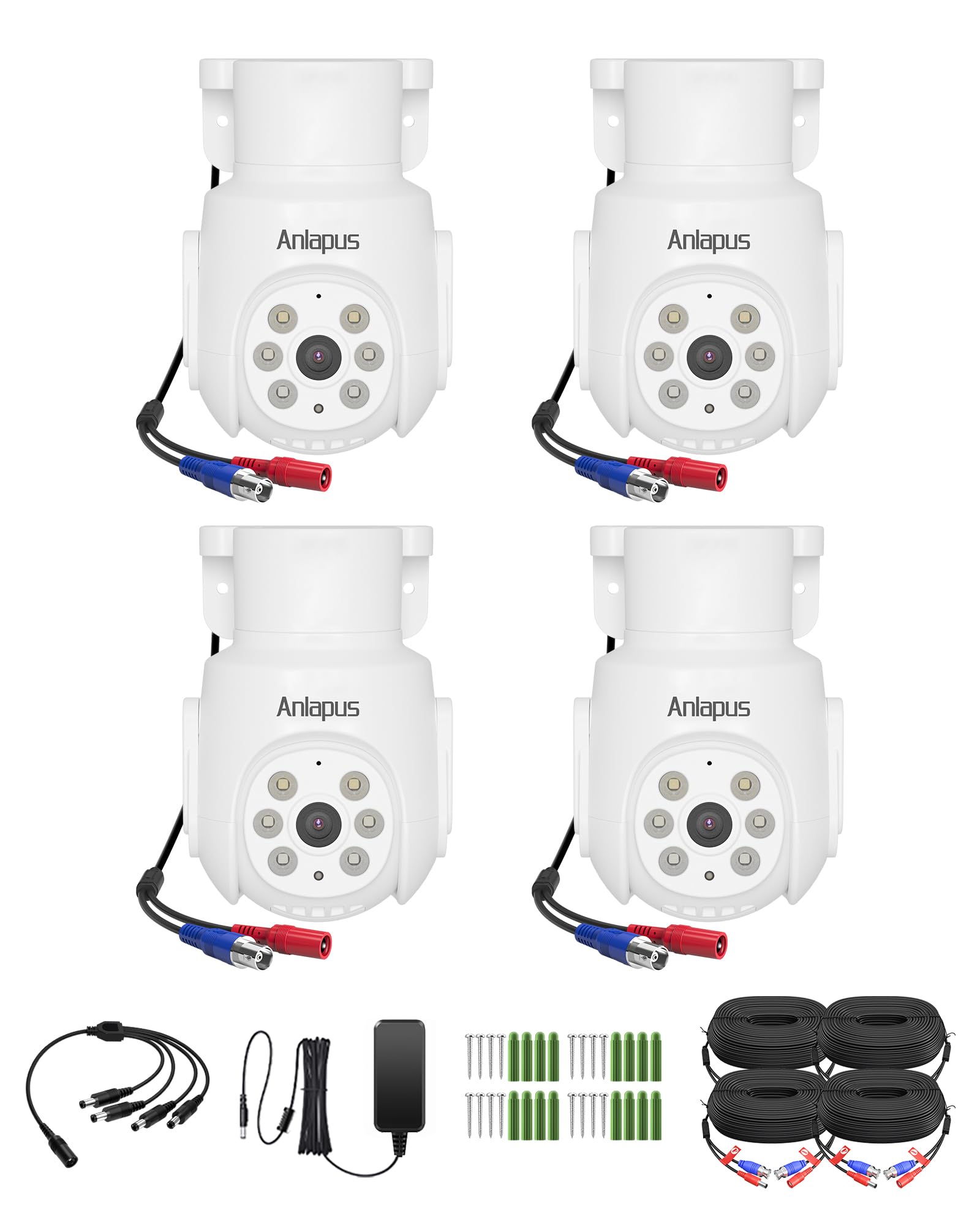 Anlapus 4Pack Pan Tilt Wired Security Cameras Outdoor Indoor, 2MP 1080P Weatherproof CCTV Camera with Audio, Human Vehicle Detection, Night Vision, Only Works DVR Surveillance System-image-13