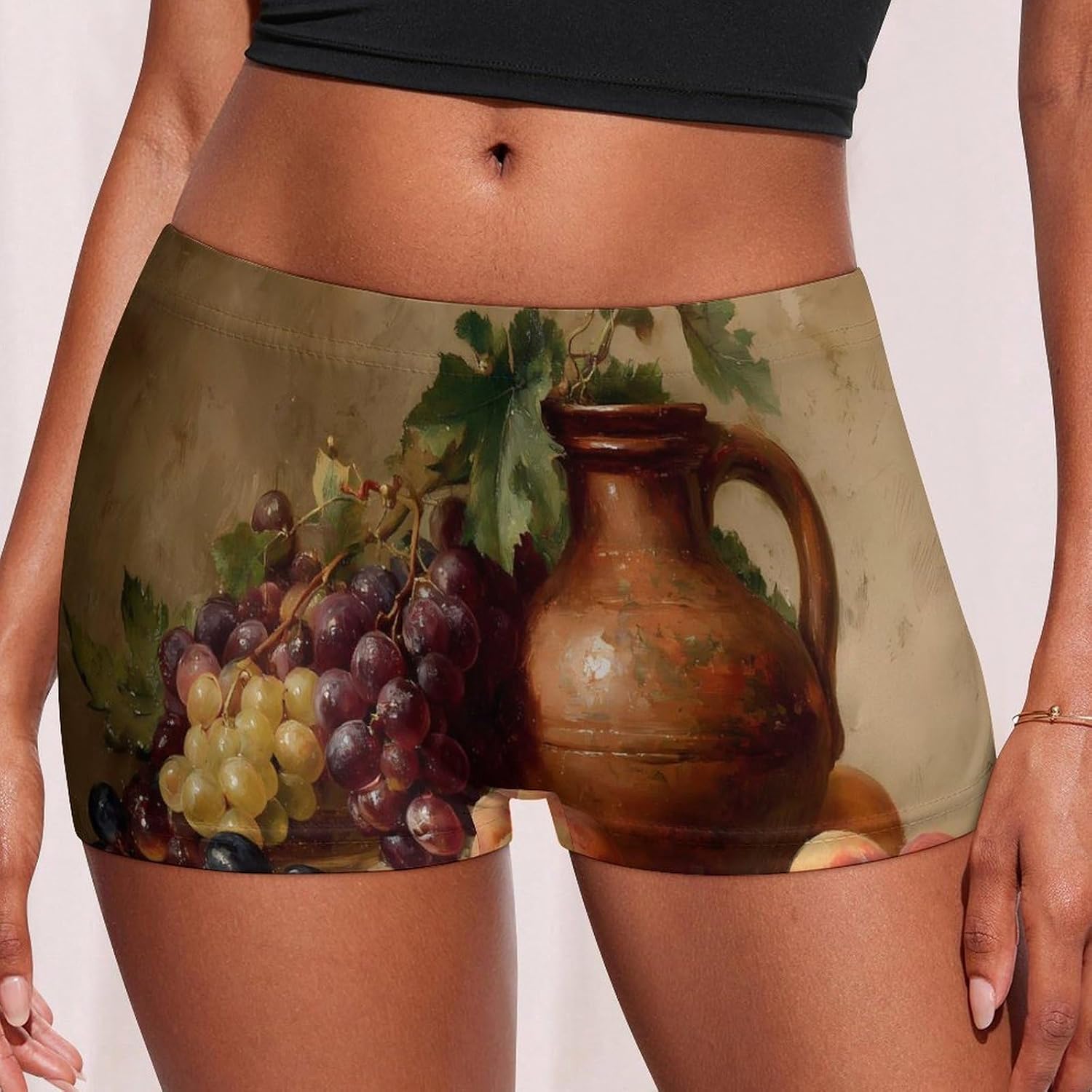 Grapes Peach Fashion Women's Boxer Briefs Breathable Underpants Trunks Stretch Underwear