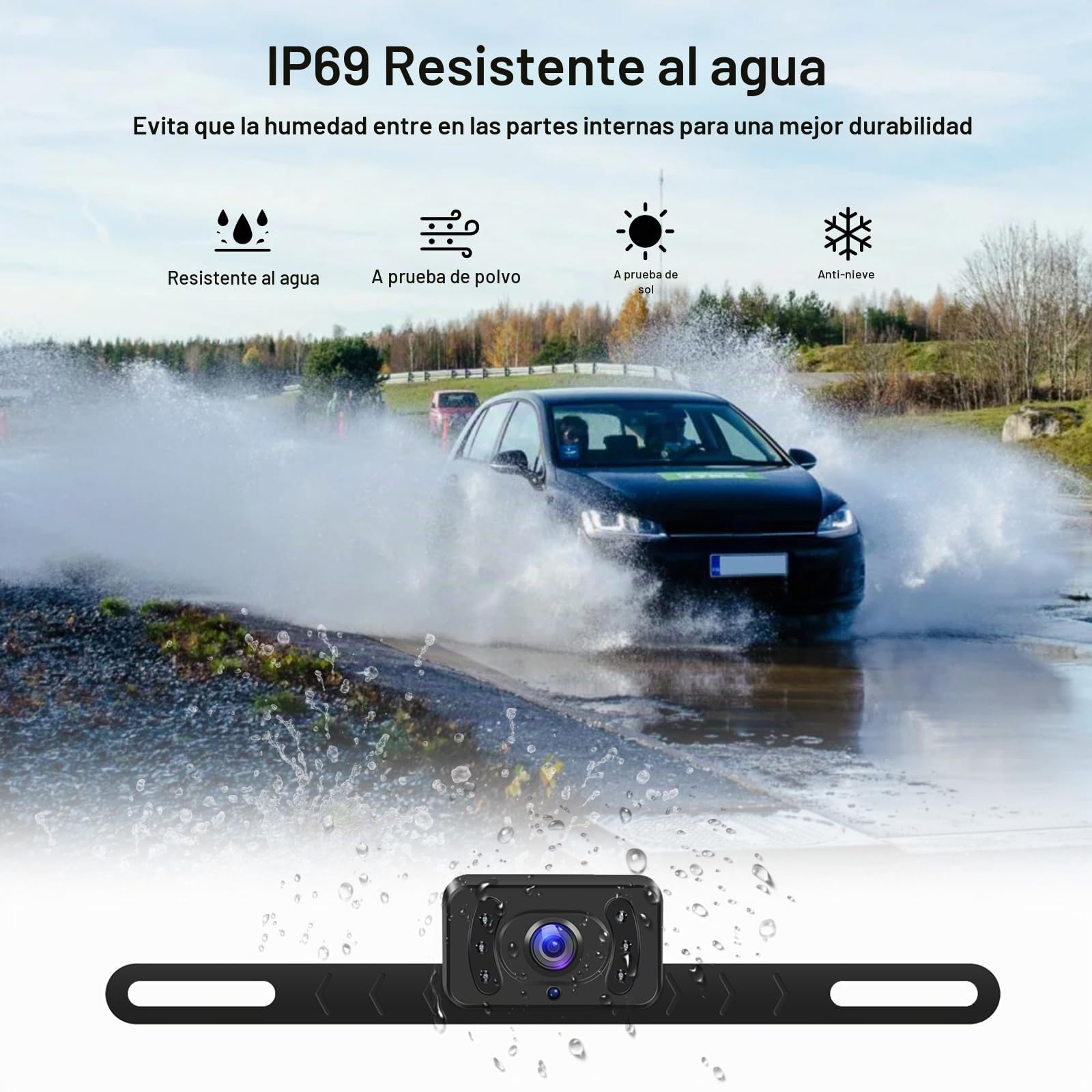 CAMECHO 5 Pulgadas Cámara de Marcha atrás inalámbrica para Coche con Pantalla,Impermeable,visión Nocturna Camara Trasera Kit con DIY Ayuda de Marcha atrás y Flip de Imagen para Minivans SUV