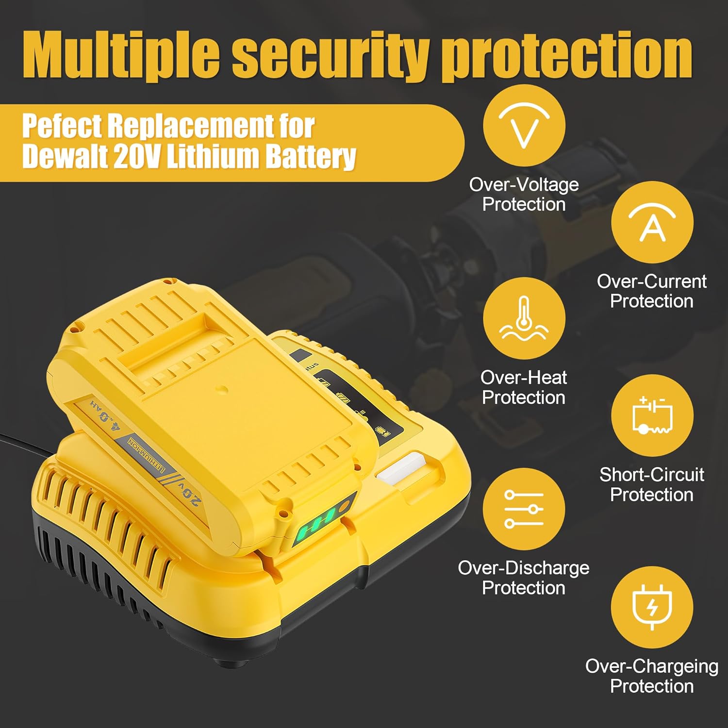 Bonacell Upgraded 4.0Ah Lithium MAX Replacement for Dewalt 20V Battery and DCB112 Charger for Dewalt DCB206 DCB204 DCB200 DCB180 DCB181 DCB102 DCB104 DCB118 DCB115