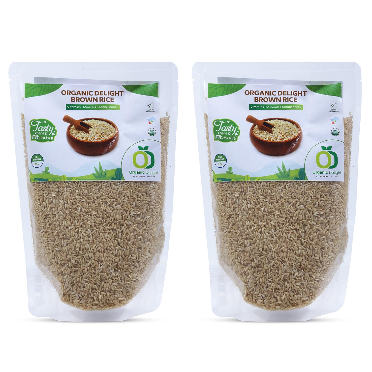 Organic Delight Brown Rice/Chawal - 2 Kg (Pack Of 2) | 100% Organic, Natural | Gluten Free, Rich In Fiber & Nutrients | Vitamins, Minerals, Antioxidants (B0CGV4FCRQ) Amazon Price History, Amazon Price Tracker