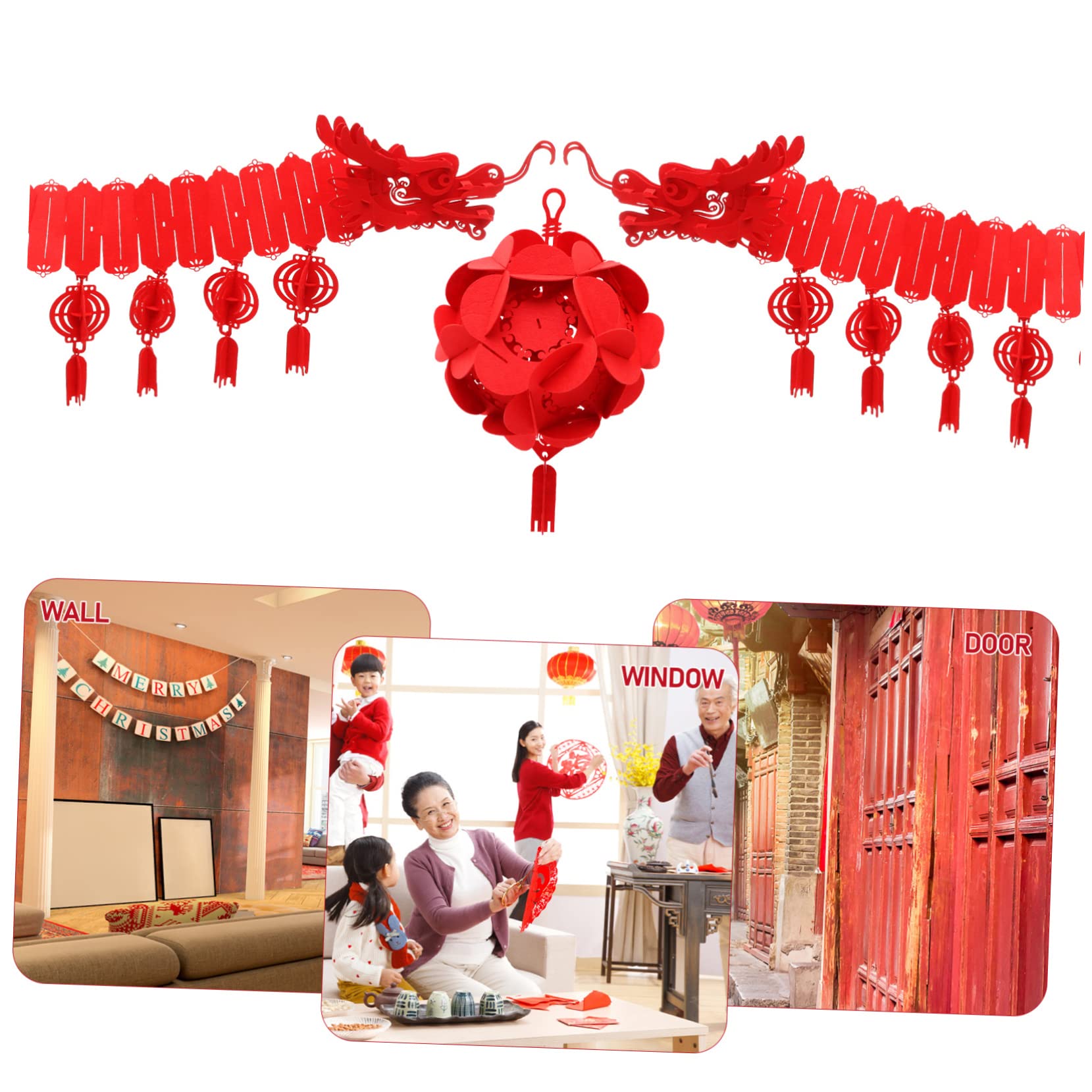 TOPBATHY 2 Sätze Chinesische Neujahrsdekoration deckenverkleidung Living Room Decoration rote Girlande Frühlingsfest Szene Anhänger hochzeitsdeko Frühlingsfest-Drachen-Anhänger Vlies