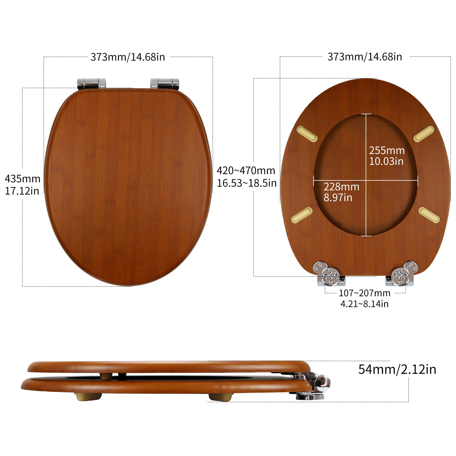 Asiento de inodoro con cierre automático, tapa de inodoro de alta calidad en madera MDF, montaje sencillo, tapa de inodoro estable, asiento de inodoro compatible con inodoros estándar de
