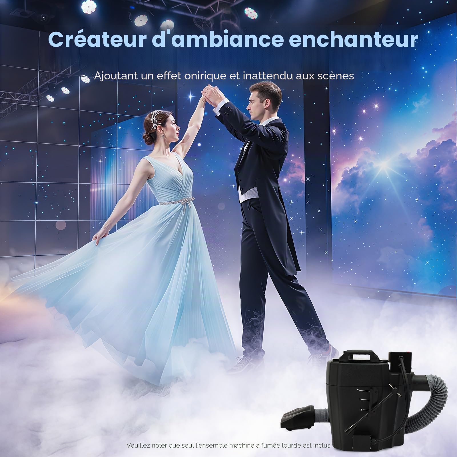 Machine à fumée, 3500 W, effet de brouillard - Contrôle électronique de la température - Machine à glace sèche portable - Machine à fumée - Effet scène