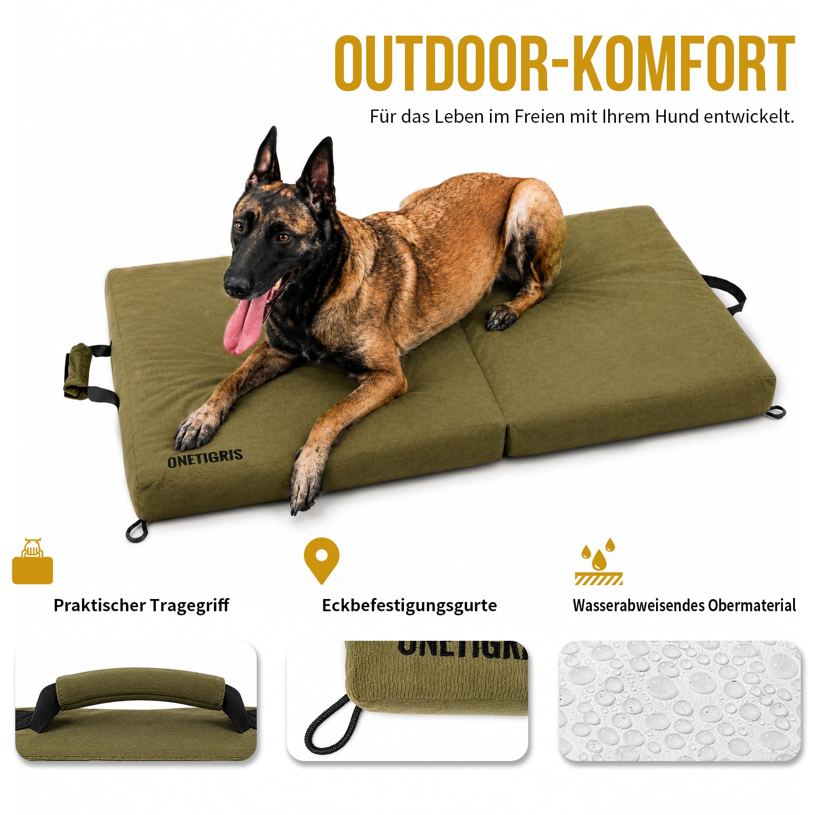 OneTigris Faltbare Hundematte 110 x 68 x 9cm Memory-Schaum Hundebett