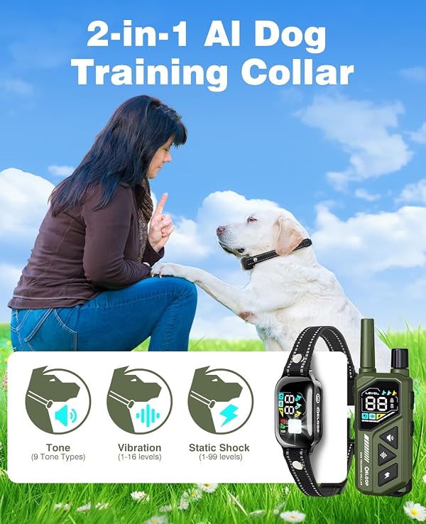 ELOOP Dog Shock Collar with Remote Control, 3300 ft for 3 Dog Training Collar with Beep, Vibration and 99 Static Levels, IPX7 Waterproof E Collar for Small, Medium and Large Dogs by ELOOP - Used condition - Image 2