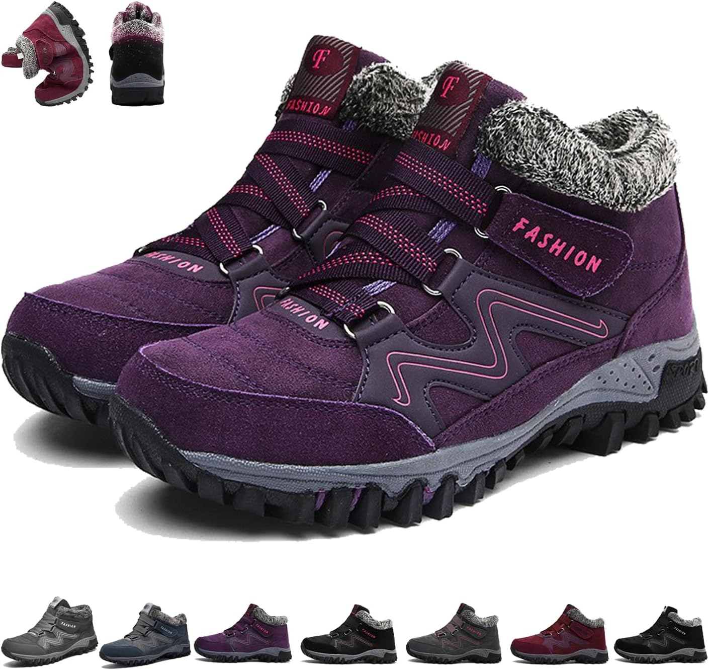 Women's Waterproof Winter Boots with Arch Support - Thermal Anti-Slip Snow Hiking & Work Shoes, Fleece Lined Warm Comfortable Outdoor Walking Sneakers