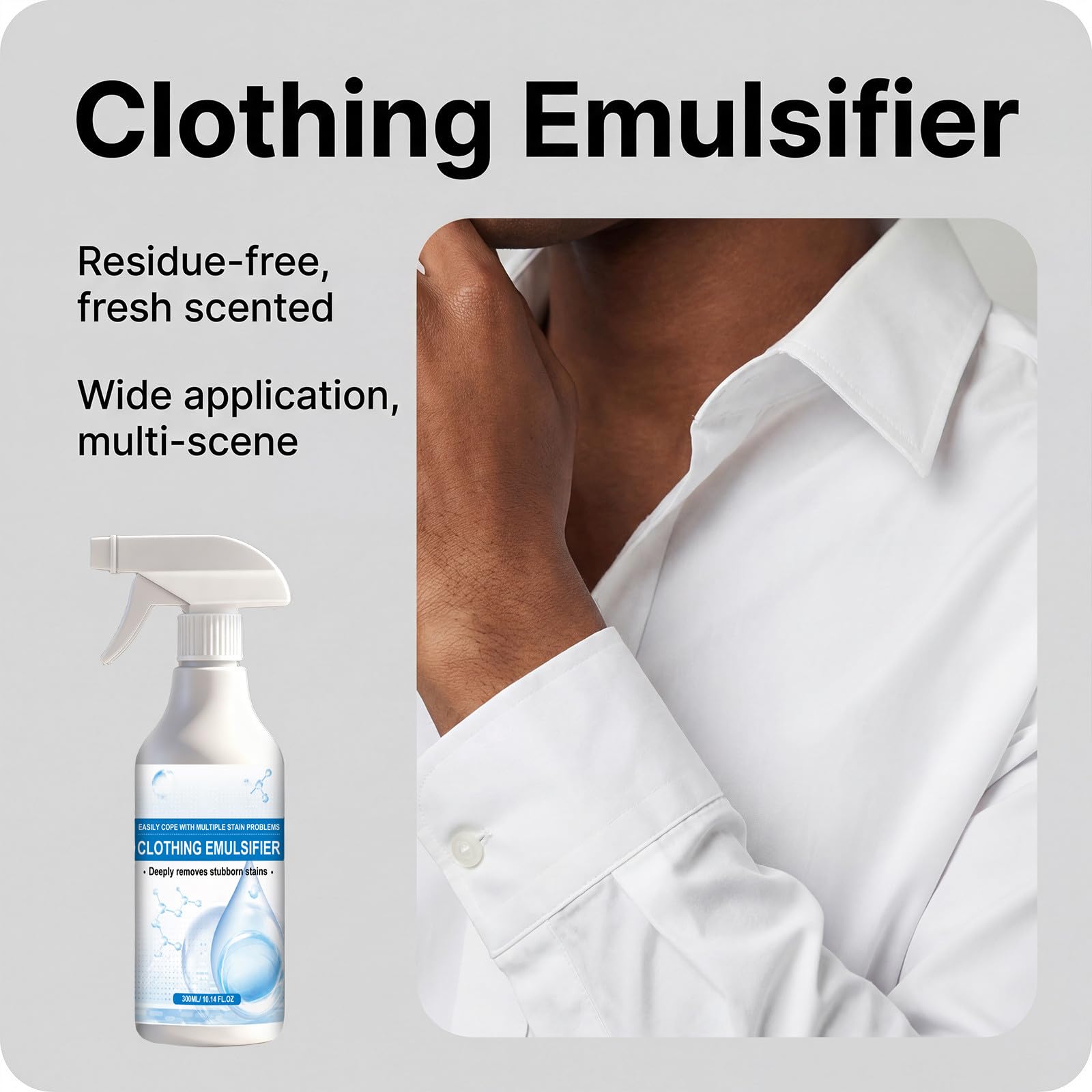 Fleckenentferner Kleidung, Emulgator Fleckenentferner Spray, Nichtionischer Emulgator Für Kleidung, Entfärber Für Weiße Wäsche, Entfernt Effektiv Fett, Make-Up Und Alle Hartnäckigen Flecken (3Pcs)