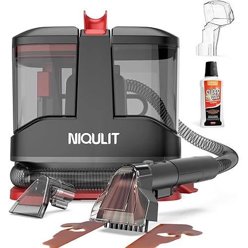 Portable Carpet and Upholstery Cleaner, 15Kpa Spot Cleaner Machine for Pets, Stain Remover for Sofa, Area Rugs, Couches and Car, Carpet Cleaning Machine with Dual Brush Heads & Self-Cleaning System