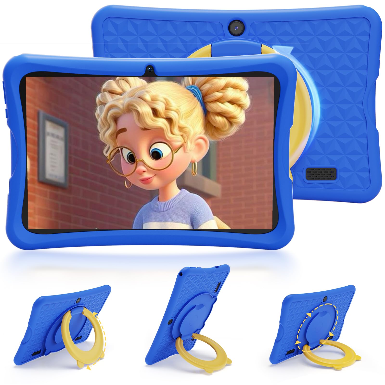 DigiLand Tablet per Bambini 10,1 Pollici, Android 15 con Custodia Protettiva, 6GB+32GB, Schermo IPS 1280*800, Doppia Fotocamera 2MP+5MP, 6000mAh, Tablet Didattico con Controllo Parentale & iWawa(Blu)