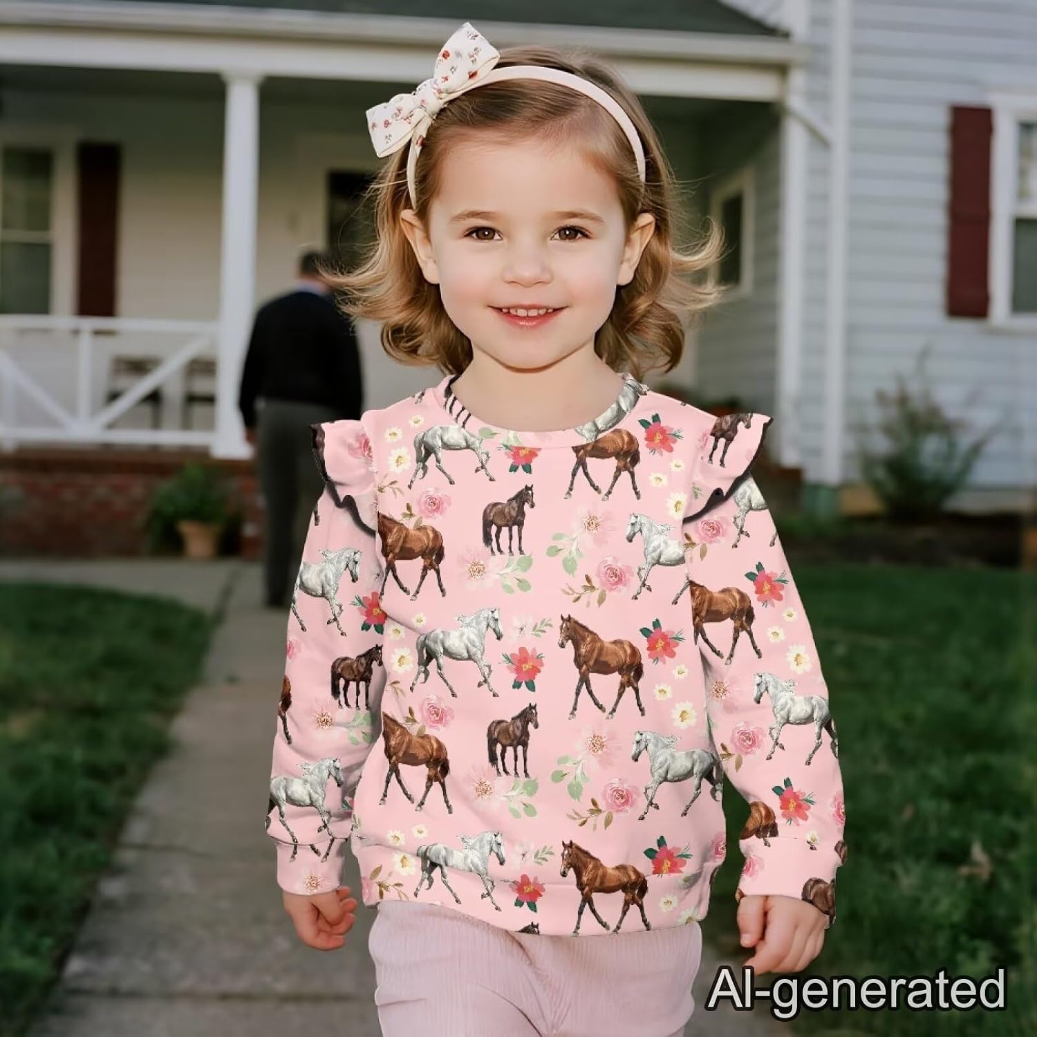 Dreaweet Girls Crewneck Sweatshirt Ruffle Shoulder Tops Lightweight Long Sleeve Sweatshirts for Toddler Youth 1-2T to 7-8Y