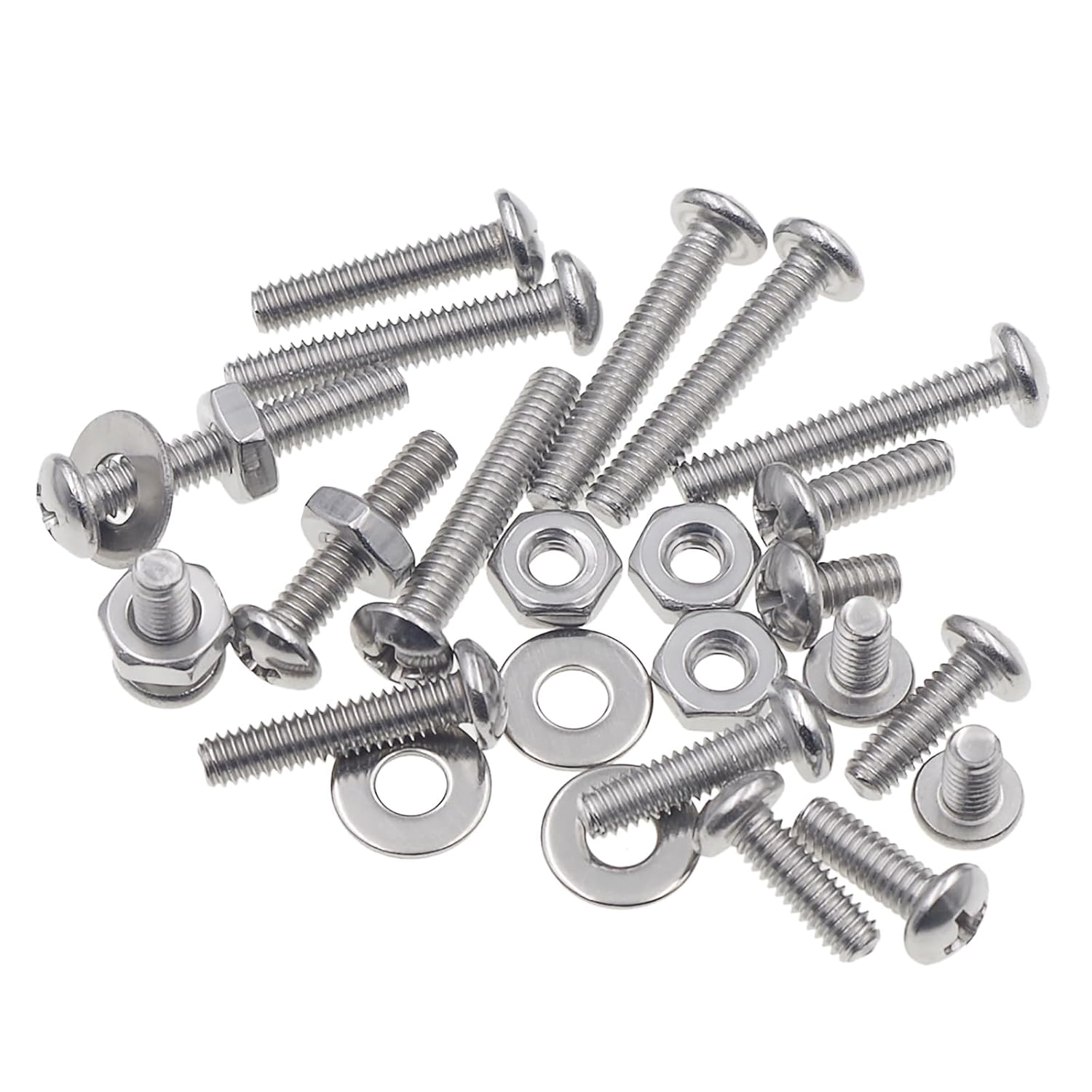 #8-32 UNC 304 Stainless Steel Phillips Pan Head Screw Nut Washer Kit image 5