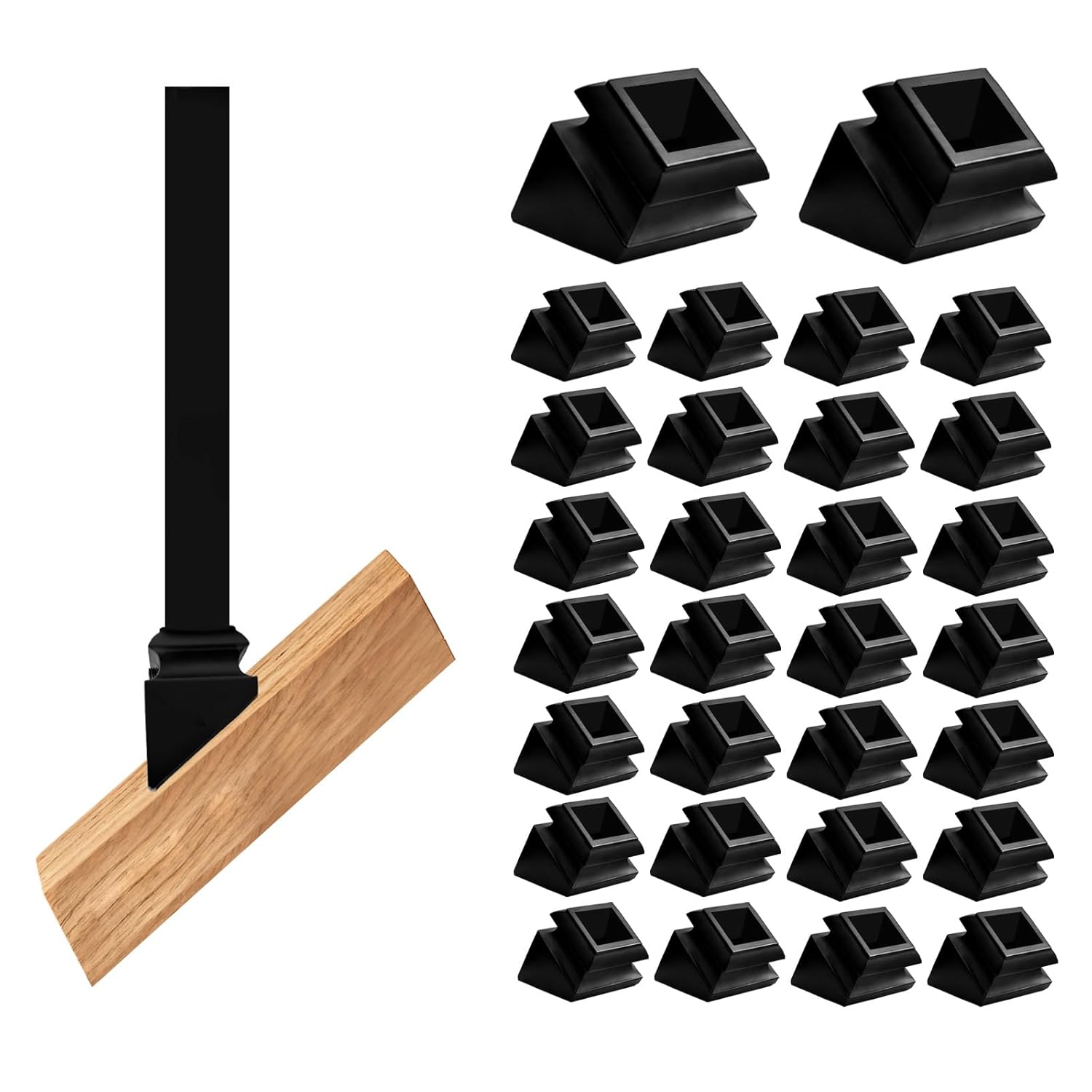 30pcs 1/2” 45 Degree Angle Square Alumminum Alloy Baluster Shoes,Stain Black Decorative Railing Spindle Shoe,Metal Durable Slant Base Shoes for Interior Round Balusters