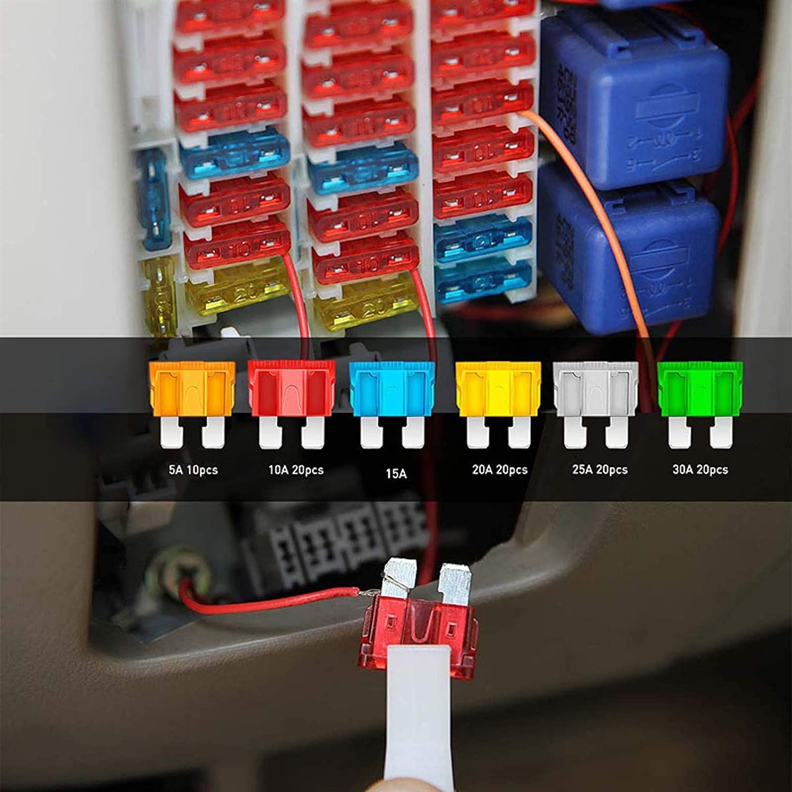 Assortimento di fusibili for Auto con Lama Piccole Dimensioni, Profilo 120 Pezzi, Set for Fusibile 5/10/15/20/25/30A Scatola plastica