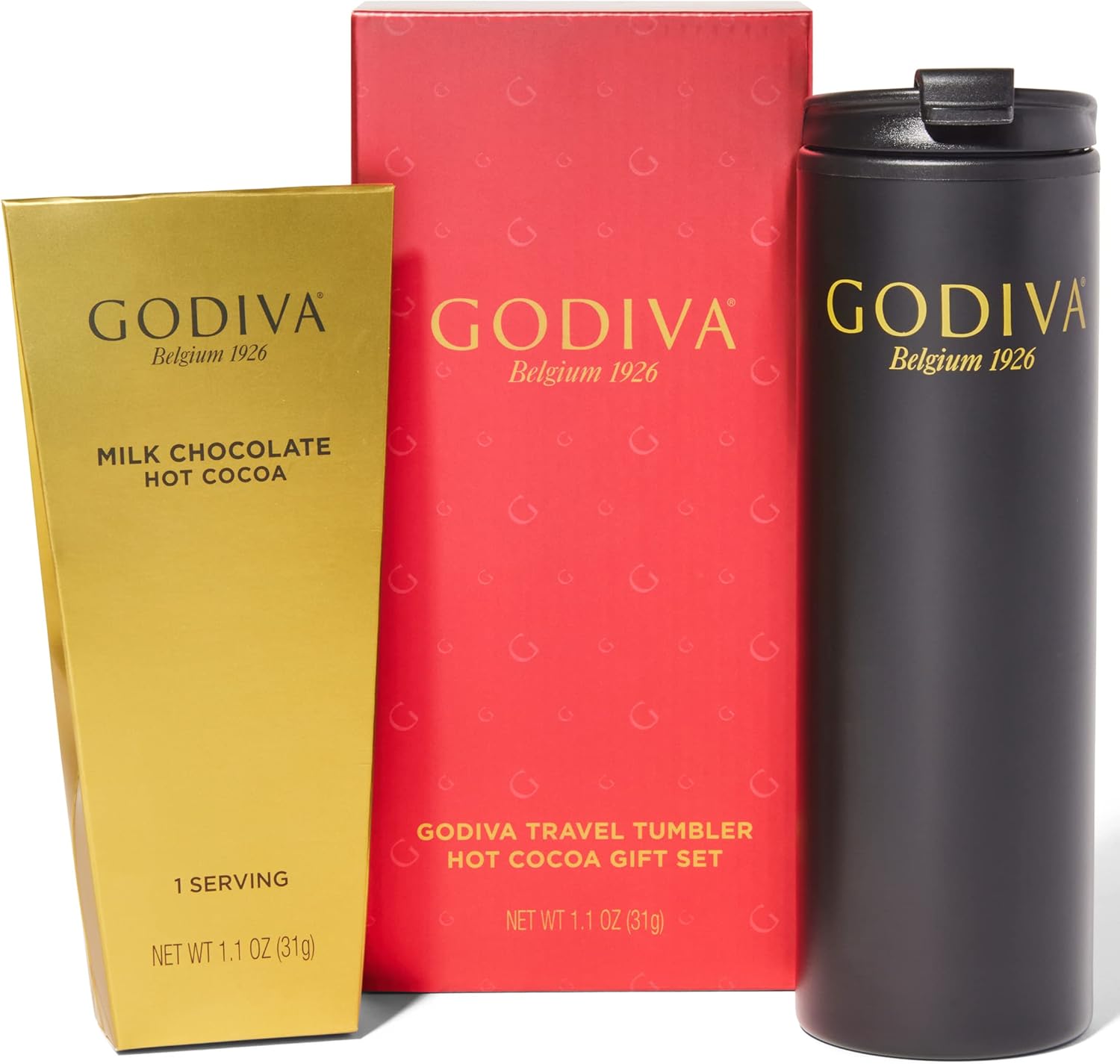 Godiva Travel Set, Includes Godiva Travel Mug with Lid and Package of