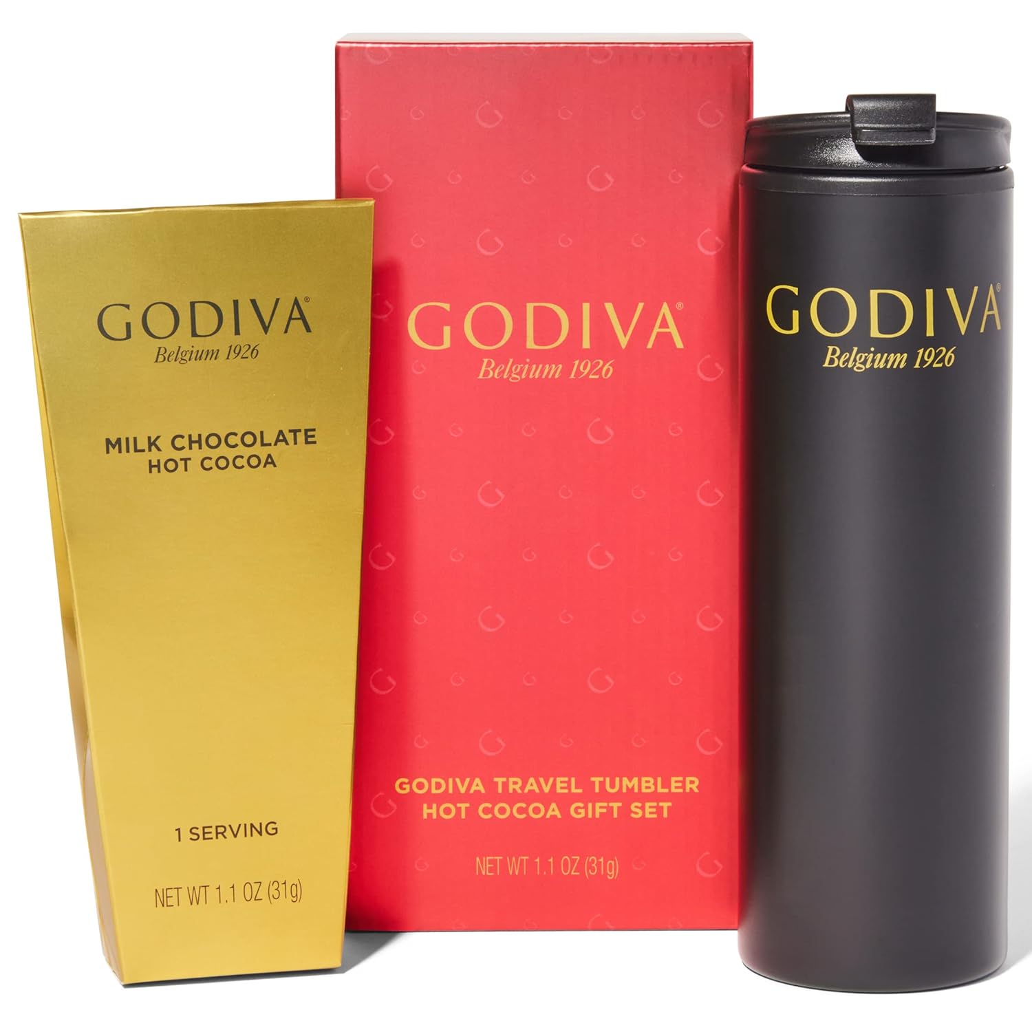 Godiva Hot Chocolate Travel Tumbler Gift Set, Includes