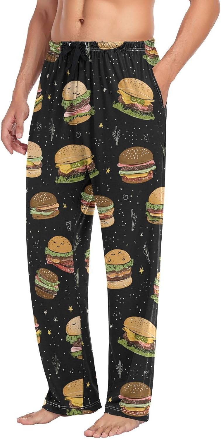 Colorful French Fries Hamburger Pajama Pants Fast Food Men's Pajama Bottoms Lounge Sleepwear PJs Lightweight Sleep Pants XL - Image 4