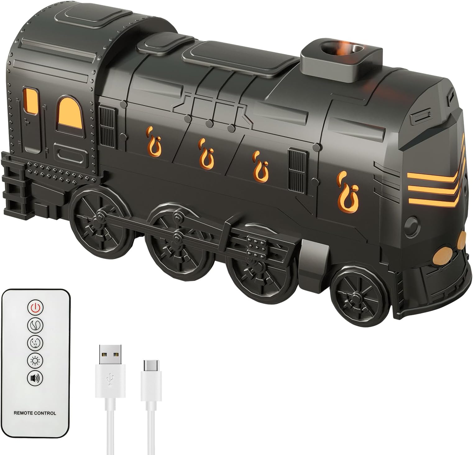 Steam Train Essential Oil Diffuser,Train Humidifier,300ML Train Cool Mist Humidifier,Remote Control Auto Off Aroma Diffuser with Light for Bedroom,Office