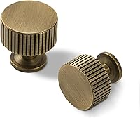 Vista 13 de Paquete de 5 pomos de gabinete de cocina de latón macizo, tiradores de cajón de oro mate, diámetro de 1-1/10 pulg. 28 mm, manijas modernas