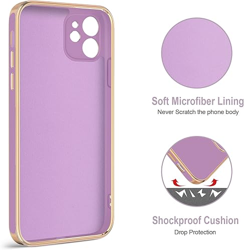 Miniatura 3 de Hython Funda para iPhone 11 con soporte de anillo soporte de anillo giratorio de 360 con soporte magnético borde de oro rosa chapado en brillo Funda