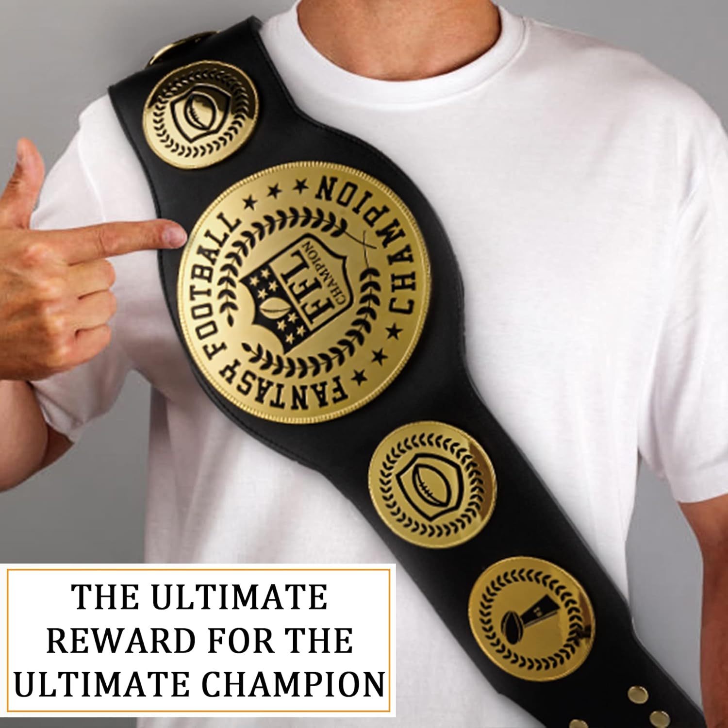 Spire Designs Adjustable Fantasy Football Belt - Black, 30-42 inch Waist - Unisex Official First Place Winner Award