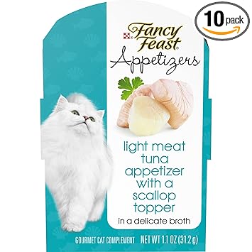 Purina Fancy Feast Appetizers Light Meat Tuna with a Scallop Topper Adult Wet Cat Food Complement - (10) 1.1 oz. Trays
