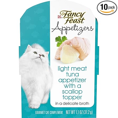 Purina Fancy Feast Appetizers Light Meat Tuna with a Scallop Topper Adult Wet Cat Food Complement - (10) 1.1 oz. Trays