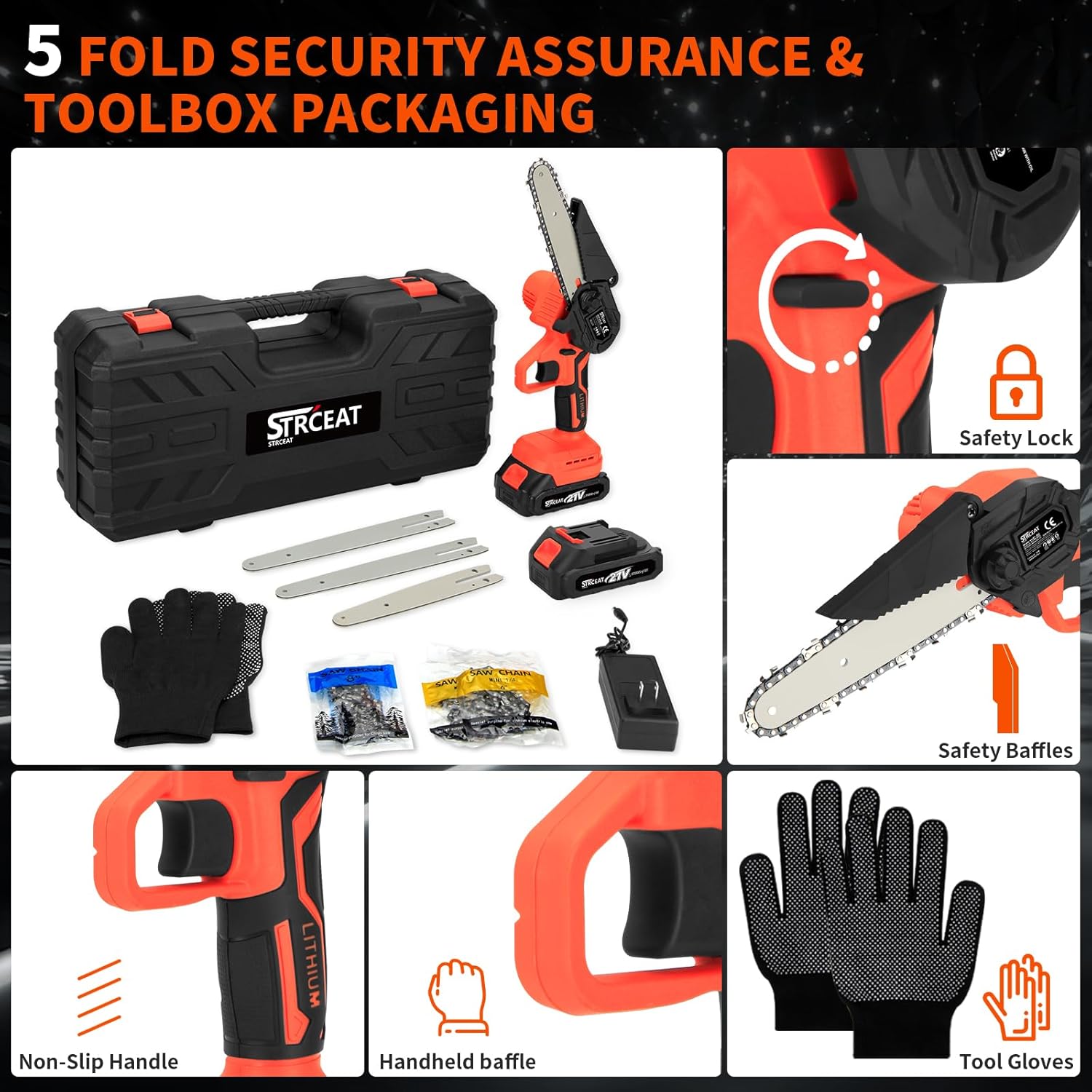 Mini Chainsaw Cordless,8" & 6" inch Mini Chainsaw Cordless, Handheld Electric Portable Handheld Small Cordless Saw 2 Batteries,Portable Cordless for Wood Cutting Tree Trimming Projects Gardening Tools