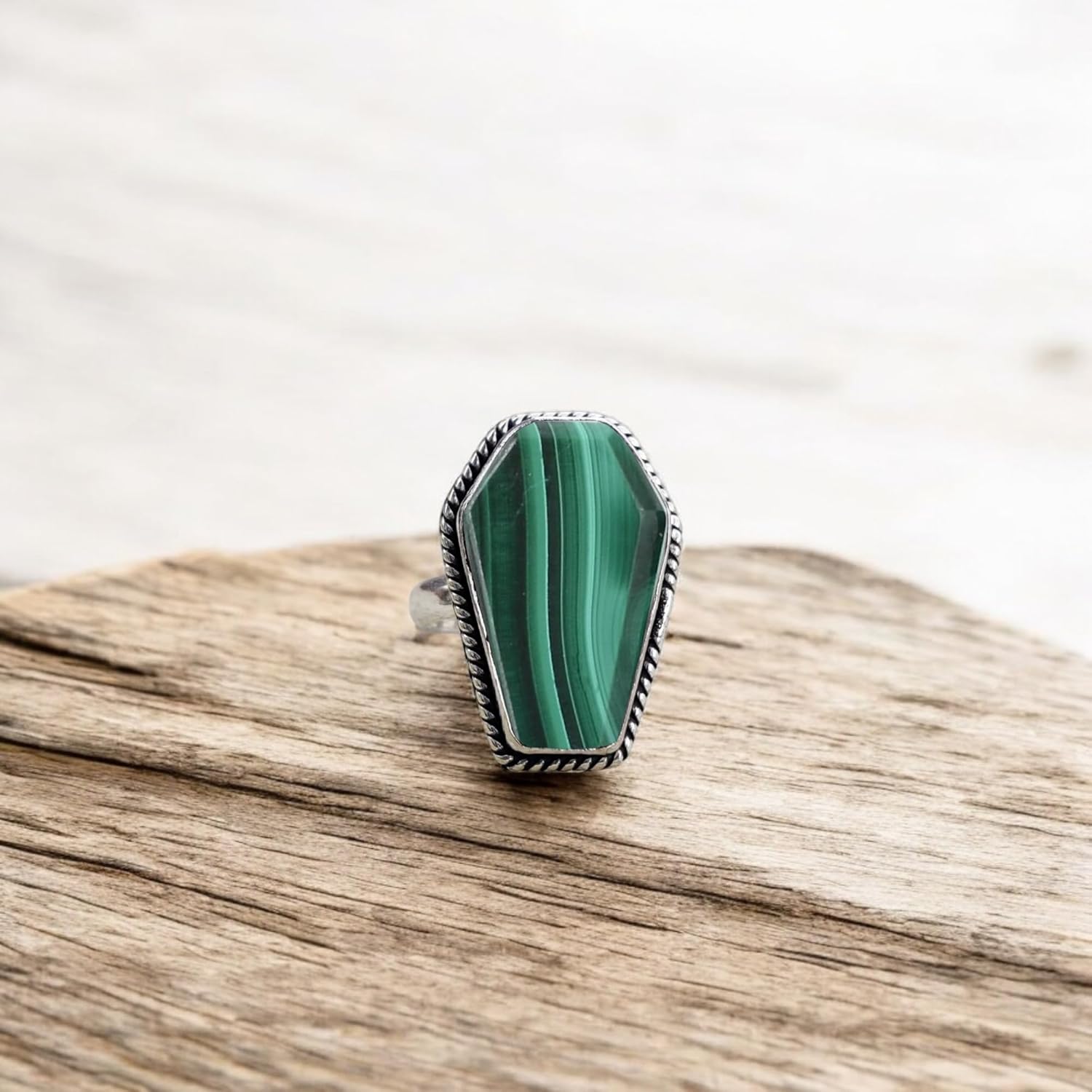 925 Sterling Silver Handmade Coffin Shape Designer Statement Ring For Women By Silverekh