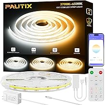PAUTIX COB LED Strip Lights 2700K-6500K CCT Tunable White 24ft UL-Listed Dotless LED Lights Super Bright Dimmable 24V LED Tape Light with APP/RF Remote Control,Under Cabinets Bedroom Kitchen Lighting