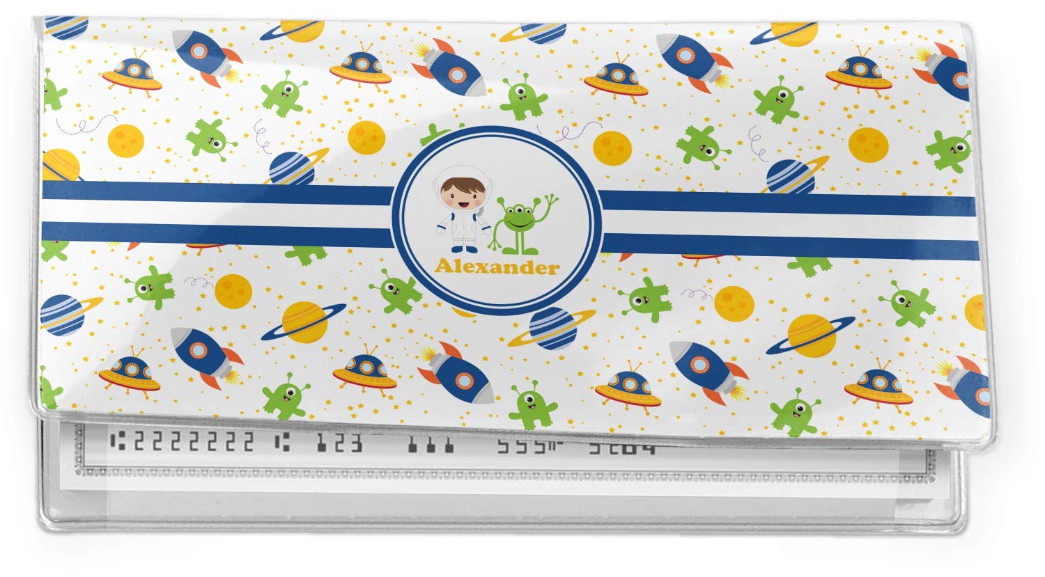 YouCustomizeIt Personalized Boy's Space Themed Vinyl Checkbook Cover