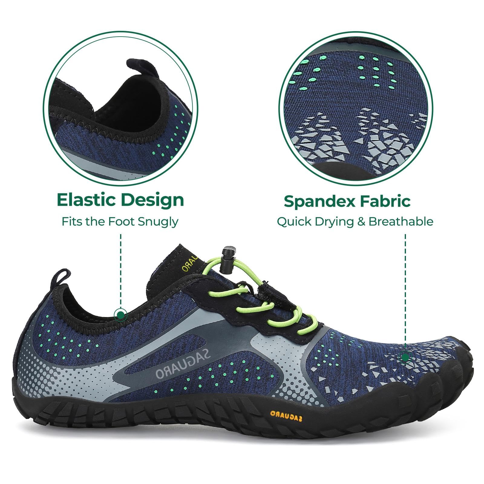 SAGUARO Barefoot Shoes Uomo Donna Scarpe Barefoot - Scarpe Minimaliste Scarpe da Palestra - Traspiranti Scarpe da Scoglio - Punta Larga e Suola a Goccia Zero Nero Fumoso,Gr.35-48 EU