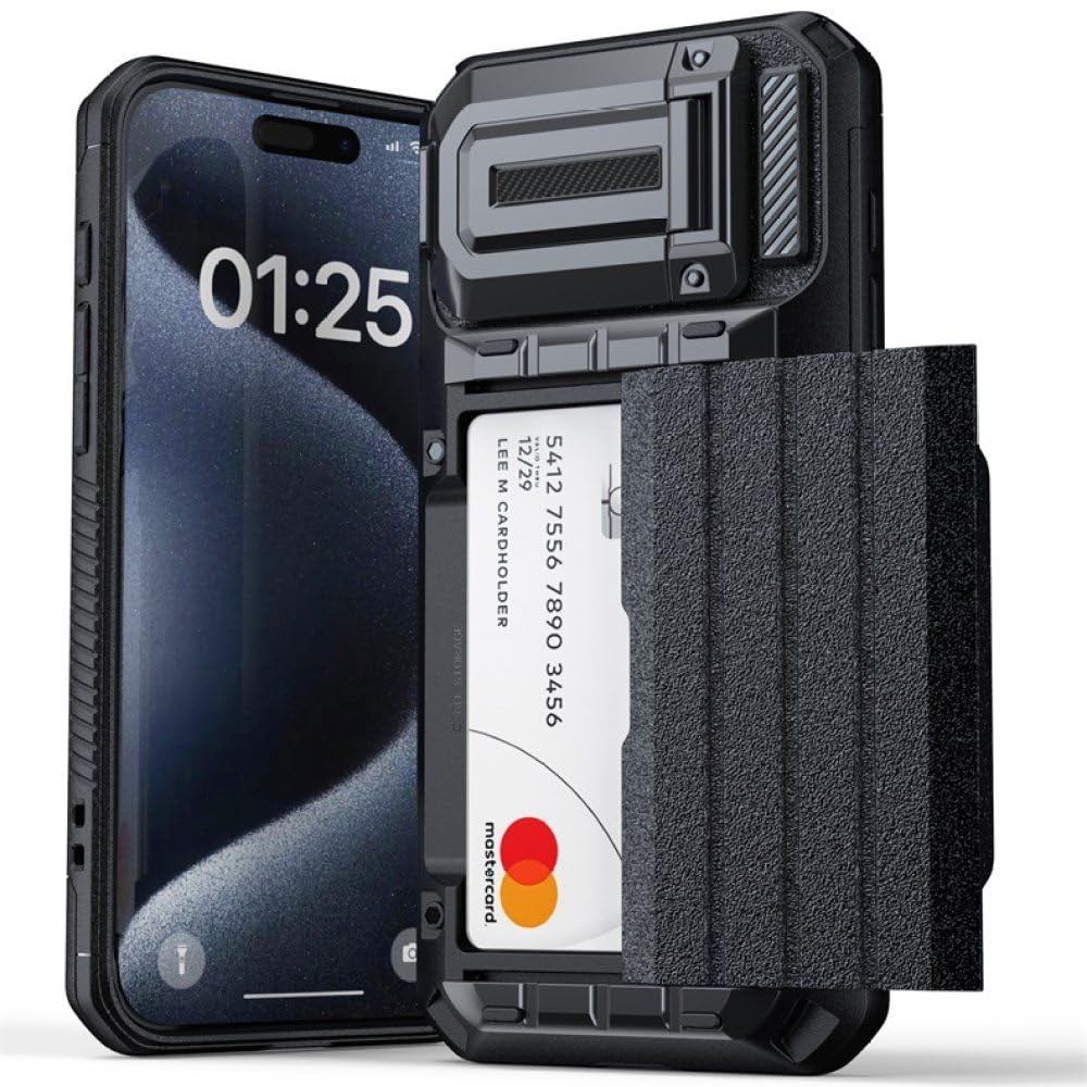 Protection d'objectif iPhone 15 Pro Max étui portefeuille robuste noir ENILSA - 8