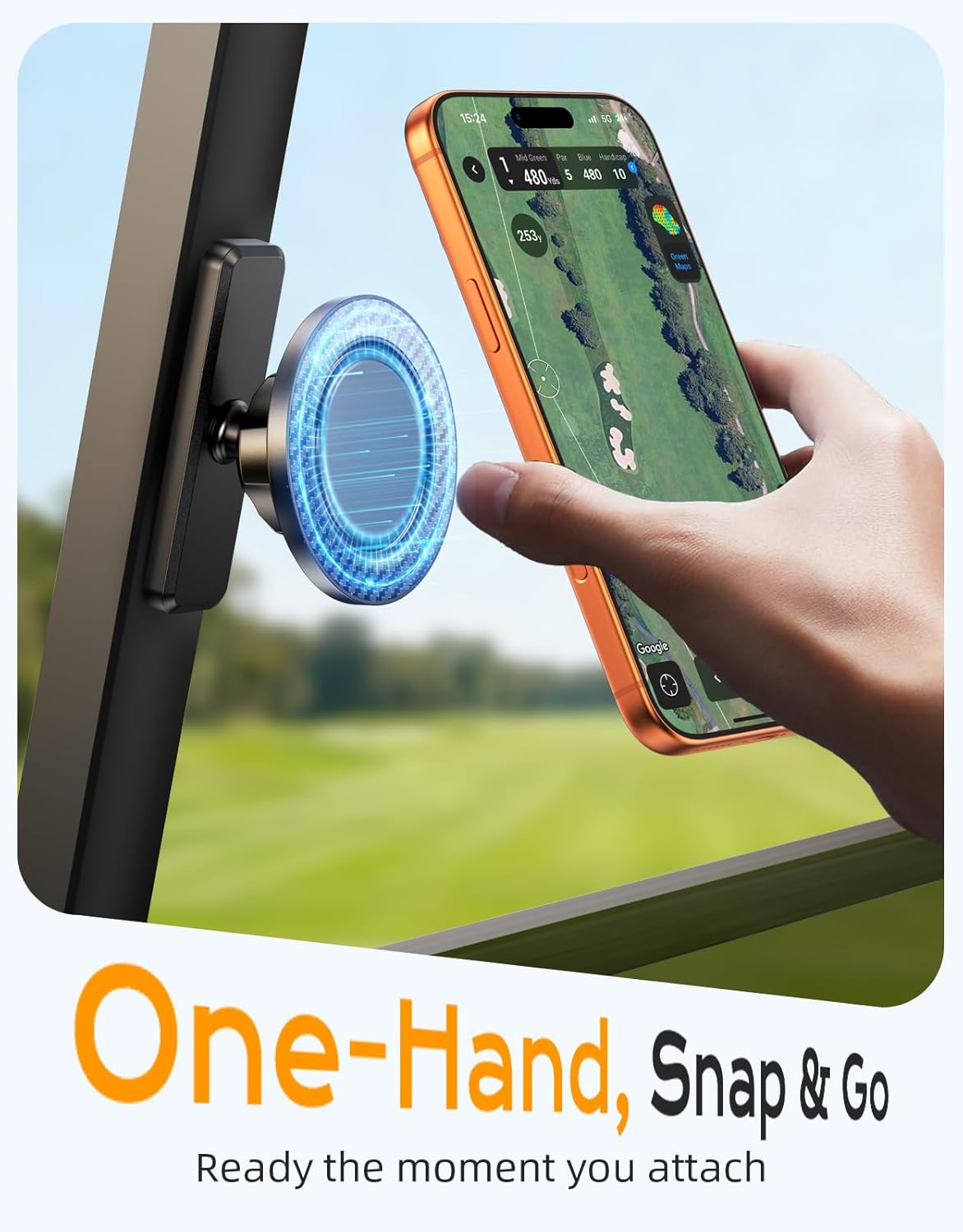 Magnetic Golf Cart Phone Holder, Strong Magnet Compatible with MagSafe iPhone 17-12 and Android, Golf Gifts for Men Women Golfers Dad Husband Him, Golf Accessories Fits EZGO Club Car Yamaha - Image 5