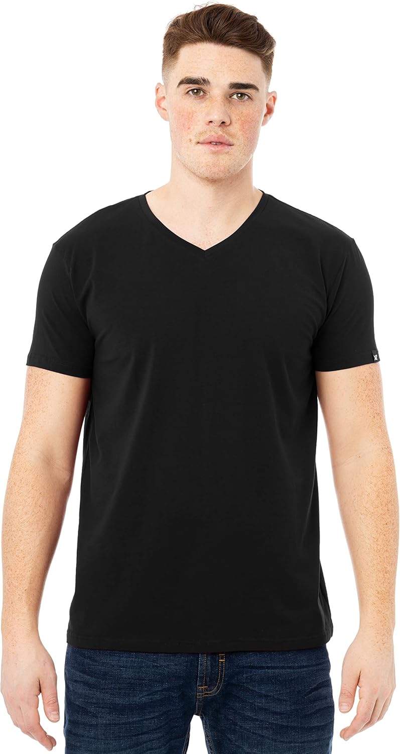 X RAY Men's V-Neck T-Shirts, Soft Cotton Short Sleeve Casual Slim Fit V Neck T Shirts for Men