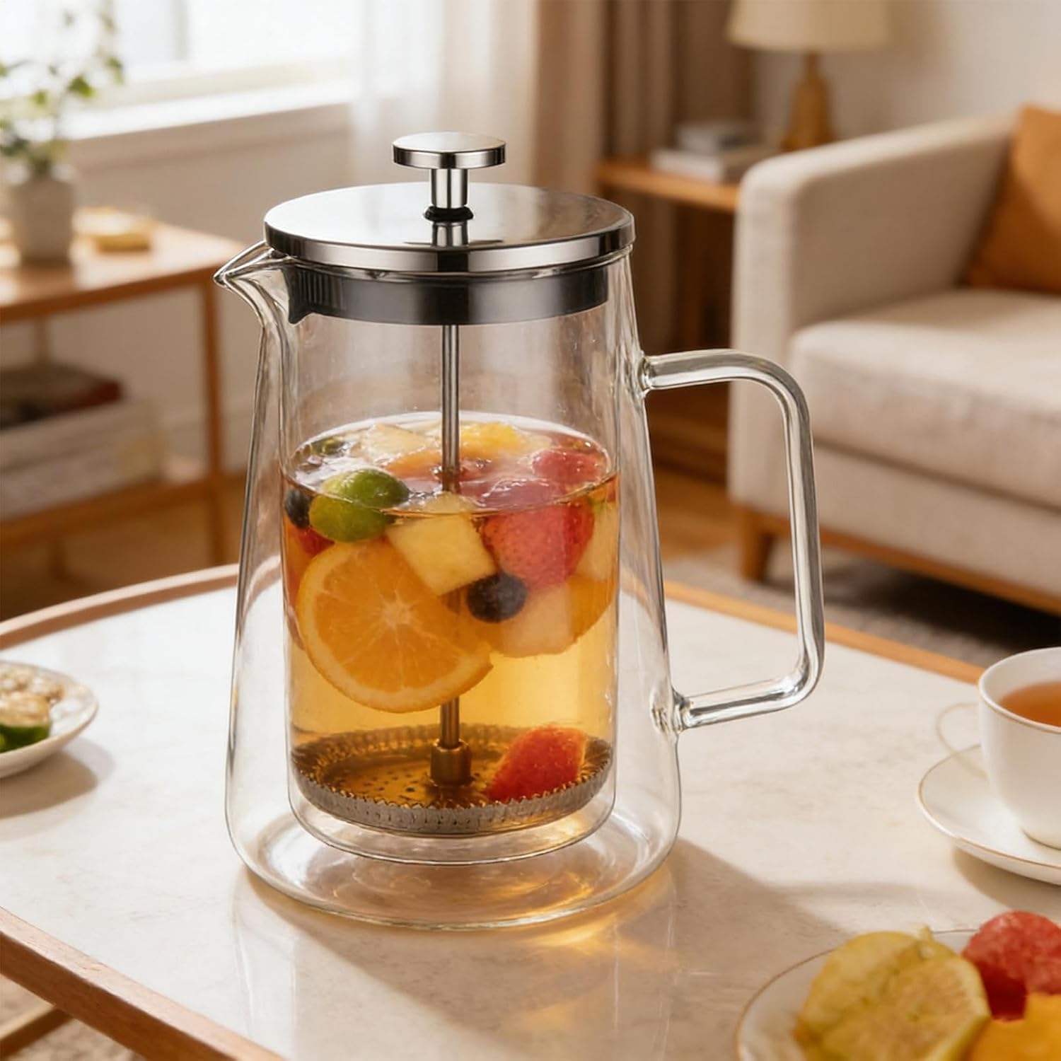 Coffee Presses, Heat-Resistant Design, 22x11.3x10.2cm, Manual Coffee Maker, Double-Wall Tea Press Pot, Multi-Use, For Camping Travel Tea Cafe Home Office