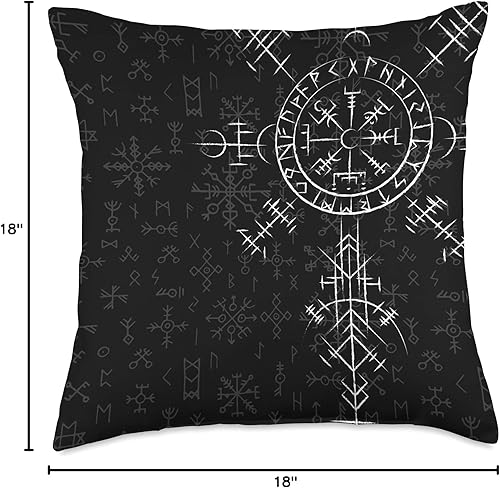 Vista 4 de Celtic Lucky Charm Viking Compass Vegvísir - Almohada de peluche celta Vegvisir