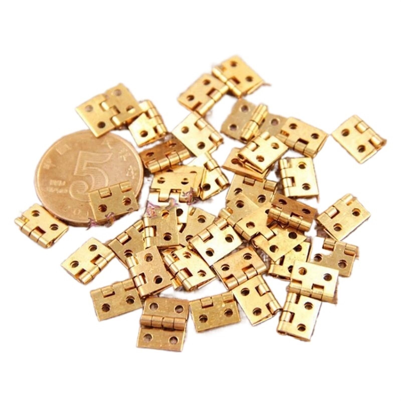 Nvsfzgiyg One Color Copper Super Mini Folding Hinge Wooden Jewelry Box Fittings Dollhouse Wood Door Butt Hardware Nail 30Pcs