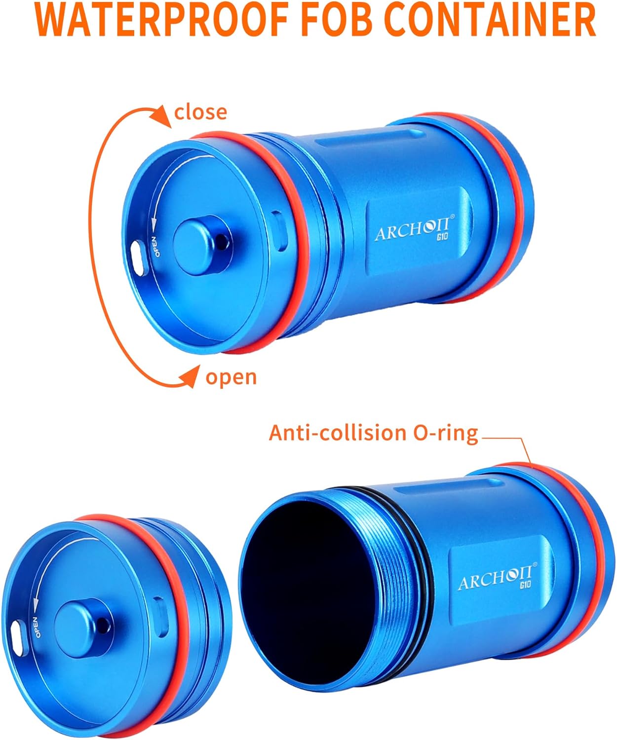 ARCHON Aluminum Alloy Waterproof Car Key Holder FOB Case, Keychain Dry Storage Box for Swimming,Diving Essential, Small Bag Kit for Boating - Image 7